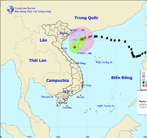 Vị tr&iacute;, hướng đi của v&ugrave;ng &aacute;p thấp. Ảnh: nchmf.gov.vn