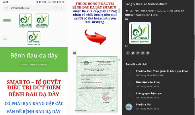 Ảnh chụp giao diện web c&oacute; địa chỉ&nbsp;anminhsouthern.vn