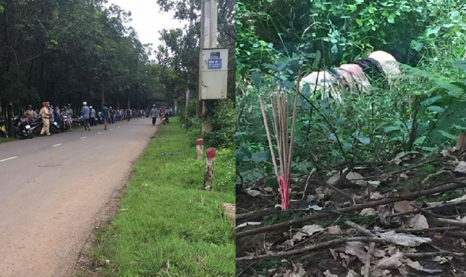 Hiện trường ph&aacute;t hiện thi thể nạn nh&acirc;n. (Ảnh: b&aacute;o Vietnamnet)