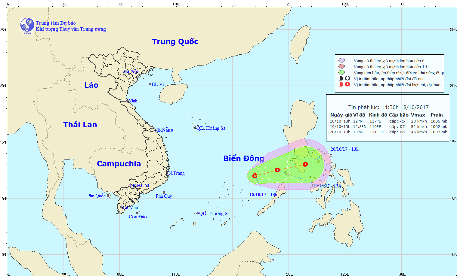 &Aacute;p thấp mới xuất hiện tr&ecirc;n biển Đ&ocirc;ng. Ảnh: nchmf.gov.vn