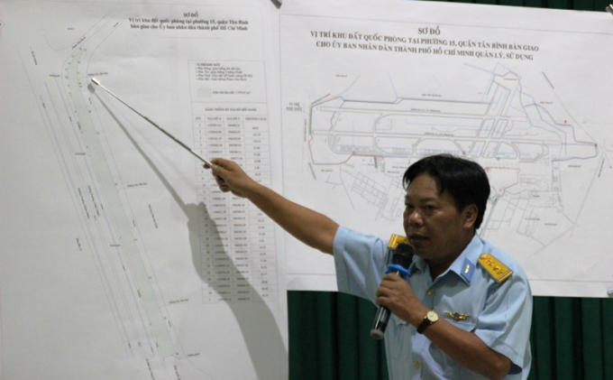 Đại T&aacute; Nguyễn Xu&acirc;n Hải, Qu&acirc;n chủng Ph&ograve;ng kh&ocirc;ng - Kh&ocirc;ng qu&acirc;n thuyết tr&igrave;nh về khu đất được b&agrave;n giao