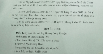 Thừa Thiên – Huế: “Chê” Bộ trưởng trên facebook, một bác sĩ bị kỷ luật