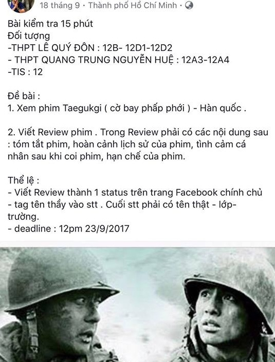 Nhiều vấn đề thời sự, đời sống kh&aacute;c được thầy Đăng Du đưa v&agrave;o đề kiểm tra Lịch sử rất kh&eacute;o l&eacute;o