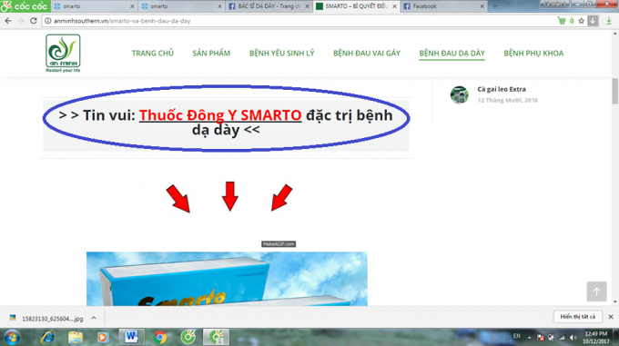 Tr&ecirc;n wesite li&ecirc;n tiếp sử dụng những từ ngữ nhằm cho người kh&aacute;c hiểu đ&acirc;y l&agrave; thuốc chữa bệnh đau dạ d&agrave;y.&nbsp;