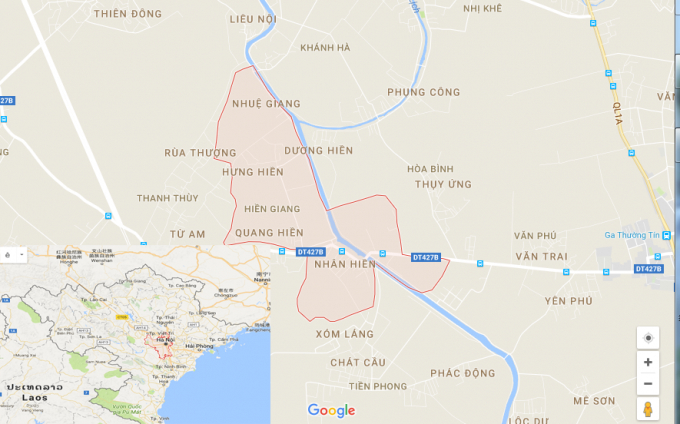 X&atilde; Hiền Giang (M&agrave;u hồng) nơi xảy ra &aacute;n mạng kinh ho&agrave;ng l&agrave;m 2 người tử vong. (Ảnh: Google Map)