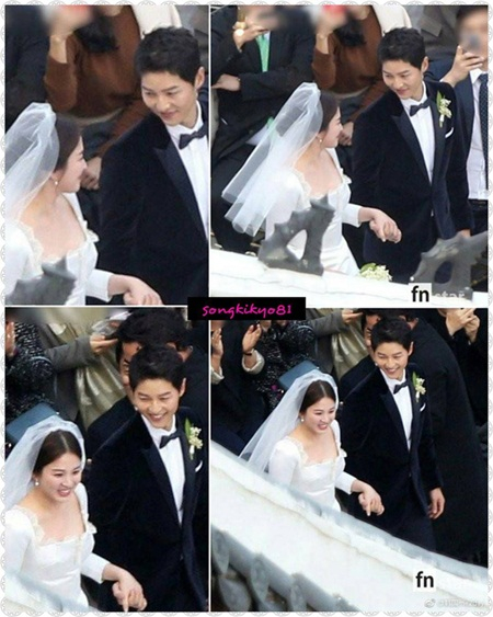Song Joong Ki kh&ocirc;ng thể rời mắt khỏi c&ocirc; d&acirc;u xinh đẹp của m&igrave;nh.