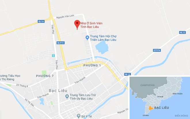 Khu nh&agrave; ở sinh vi&ecirc;n tỉnh Bạc Li&ecirc;u. Ảnh: Google Maps.
