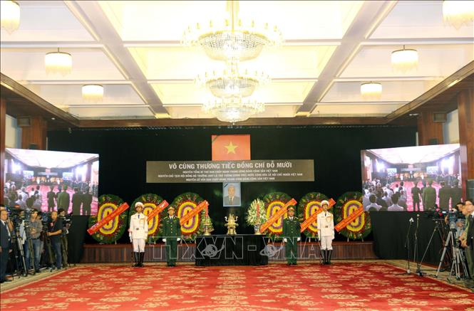 Quang cảnh Lễ truy điệu nguy&ecirc;n Tổng B&iacute; thư Đỗ Mười tại Hội trường Thống Nhất, Tp. Hồ Ch&iacute; Minh.&nbsp;