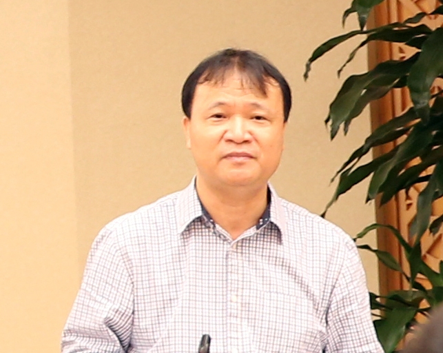 &Ocirc;ng Đỗ Thắng Hải ph&aacute;t biểu trước Ph&oacute; Thủ tướng Vương Đ&igrave;nh Huệ, Trưởng Ban chỉ đạo điều h&agrave;nh gi&aacute; v&agrave; l&atilde;nh đạo của nhiều Bộ, ng&agrave;nh l&agrave; th&agrave;nh vi&ecirc;n của Ban chỉ đạo trong phi&ecirc;n họp đ&aacute;nh gi&aacute; t&igrave;nh h&igrave;nh điều h&agrave;nh gi&aacute; cả của 9 th&aacute;ng qua.