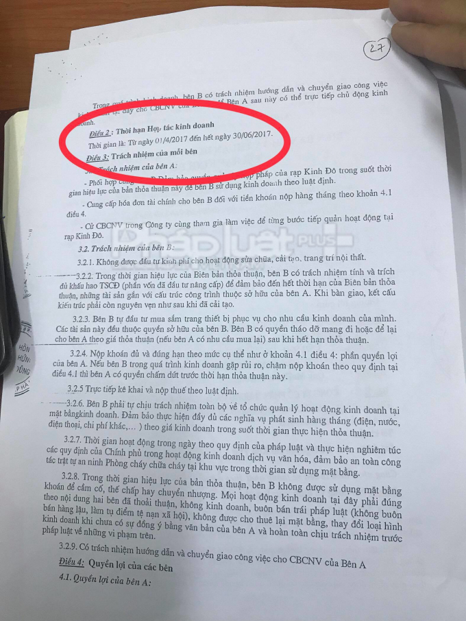 Hợp đồng hợp t&aacute;c kinh doanh&nbsp;c&ocirc;ng ty TNHH MTV Điện ảnh H&agrave; Nội &nbsp;tự &yacute; k&yacute; kết hợp t&aacute;c với C&ocirc;ng ty cổ phần thương mại Đại C&aacute;t để khai th&aacute;c kinh doanh đ&atilde; hết hạn v&agrave; vi phạm nghi&ecirc;m trọng c&aacute;c quy định về quản l&yacute; sử dụng quỹ đất nh&agrave; chuy&ecirc;n d&ugrave;ng thuộc sở hữu nh&agrave; nước.
