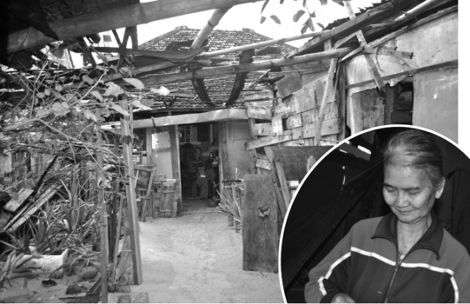 Ng&ocirc;i nh&agrave; lụp xụp, chắp v&aacute; của b&agrave; Bộ.