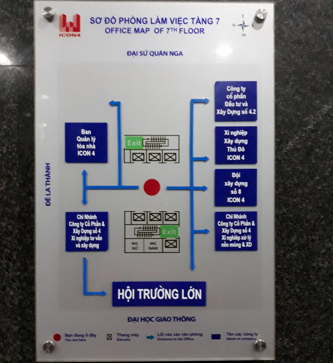 Sơ đồ ph&ograve;ng l&agrave;m việc tại nơi c&ocirc;ng ty c&oacute; trụ sở.