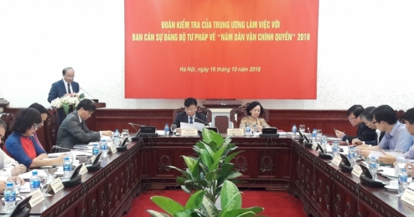 Đoàn kiểm tra trung ương làm việc với Bộ Tư pháp về "Năm dân vận chính quyền" 2018