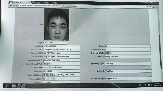 Nguyễn Xu&acirc;n Lộc bị t&acirc;m thần vẫn được cấp bằng l&aacute;i B2 v&agrave;o năm 2014