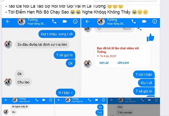 Tấn v&agrave; Trường l&ecirc;n mạng x&atilde; hội nhắn tin th&aacute;ch thức nhau.