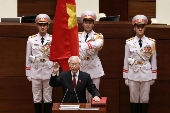 Tổng b&iacute; thư được bầu l&agrave;m Chủ tịch nước với 99,79% phiếu. Ảnh: B&igrave;nh Minh.