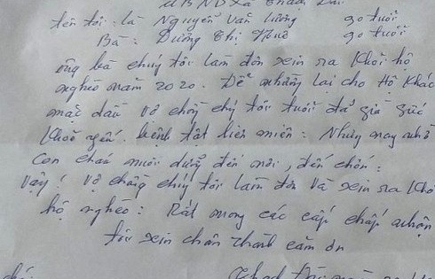 Vợ chồng cụ ông 90 tuổi viết đơn xin rút khỏi hộ nghèo