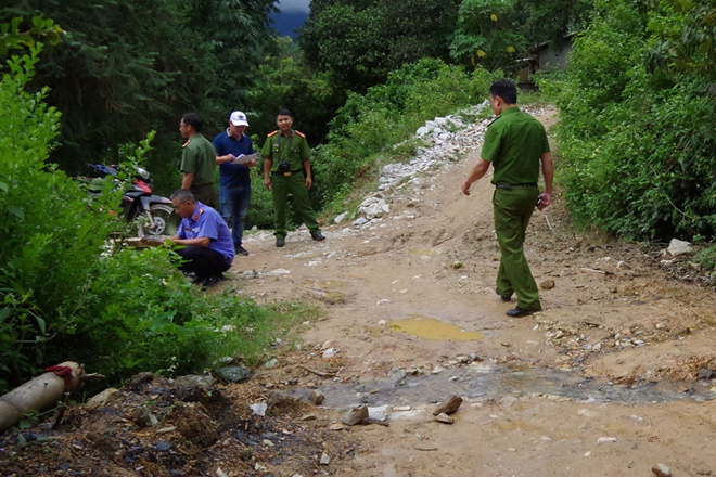 Hiện trường nơi nạn nhân Vi Quang Hà bị nạn.