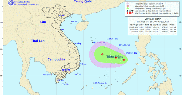 Biển Đông xuất hiện vùng áp thấp gây mưa lớn