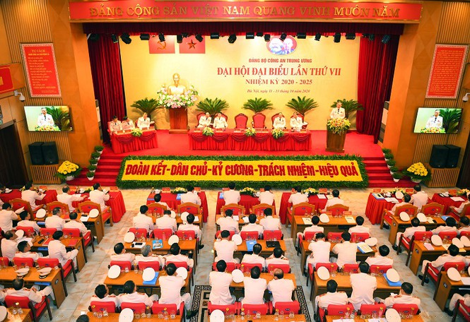 Phiên chính thức của Đại hội Đảng bộ Công an Trung ương lần thứ VII diễn ra trong ngày 12 và 13/10. Ảnh: Mps.gov.vn 