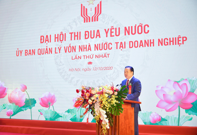 Đồng chí Nguyễn Hoàng Anh - Ủy viên Trung ương Đảng, Chủ tịch Ủy ban Quản lý vốn nhà nước tại doanh nghiệp, Chủ tịch Hội đồng TĐKT Ủy ban phát biểu khai mạc Đại hội