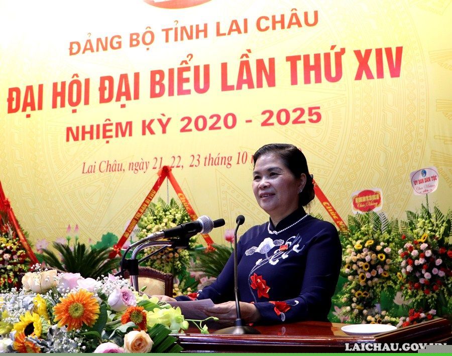 Bà Giàng Páo Mỷ, Ủy viên Trung ương Đảng, tái đắc cử chức danh Bí thư tỉnh ủy Lai Châu nhiệm kỳ 2020-2025. Ảnh: Cổng TTĐT tỉnh Lai Châu