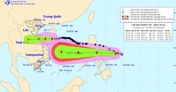 Bão số 8 giật cấp 11 đang hướng vào Hà Tĩnh - Quảng Trị