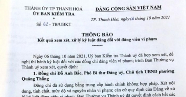 Hàng loạt cán bộ ở Thanh Hóa bị cách chức, khai trừ Đảng