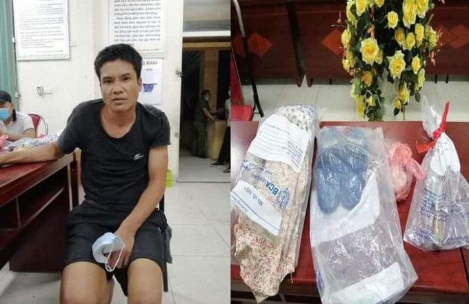 Đối tượng Tâm cùng tang vật của vụ án.