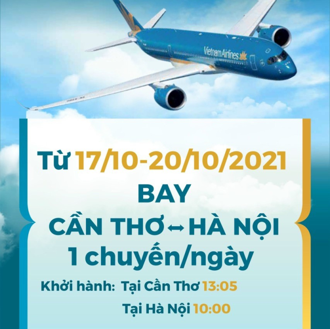 Lịch thông báo bay và bán vé của Vietnam Airlines kể từ ngày 17/10