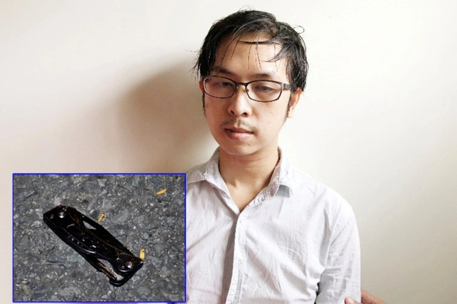 Nghi phạm Hiếu cùng tang vật của vụ án,