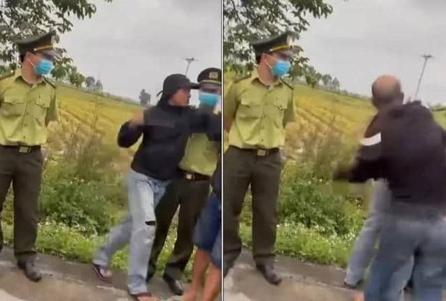 Hình ảnh xô xát nơi kiểm lâm đang kiểm tra xe tải