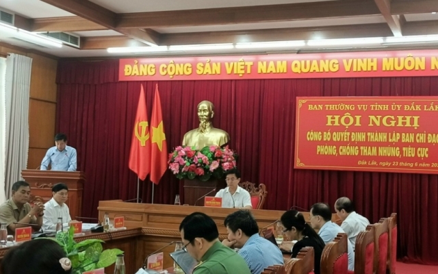 Đắk Lắk thành lập Ban Chỉ đạo Phòng chống tham nhũng, tiêu cực