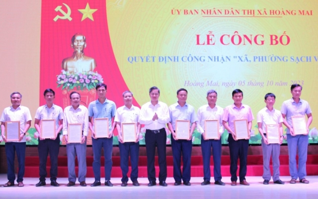 100% x&atilde;, phường tr&ecirc;n địa b&agrave;n thị x&atilde; Ho&agrave;ng Mai