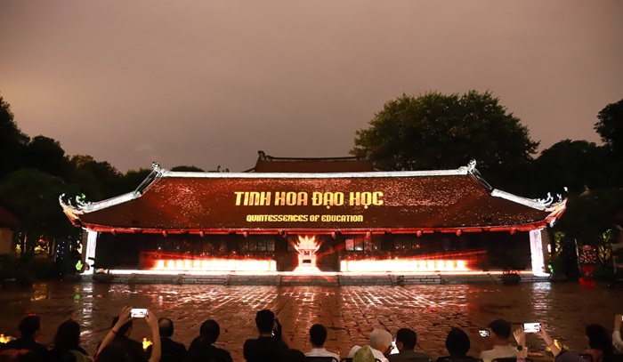 Trình chiếu 3D mapping “Tinh hoa đạo học” - Ảnh: Cổng TTĐT UBND Tp Hà Nội