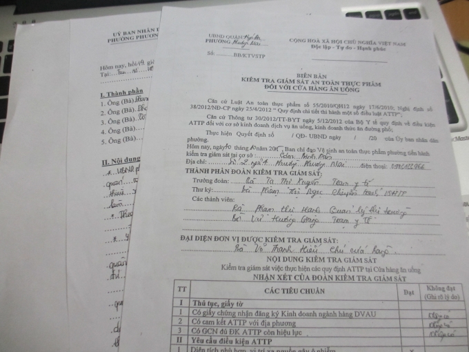 Bi&ecirc;n bản kiểm tra của Trạm y tế phường Phương Mai