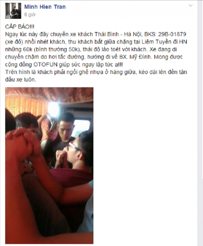 Kh&aacute;ch h&agrave;ng k&ecirc;u cứu v&igrave; chất lượng dịch vụ xe kh&aacute;ch. Nguồn: Minh Hien Tran/www.otofun.net