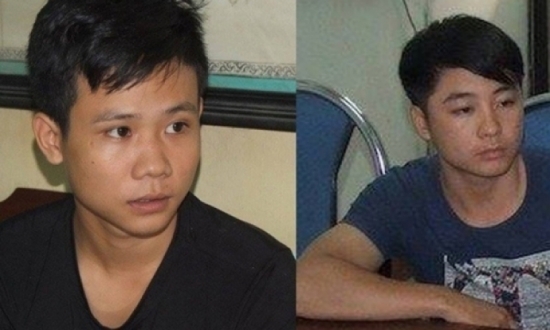 Hai đối tượng Thế v&agrave; Hậu tại cơ quan C&ocirc;ng an.