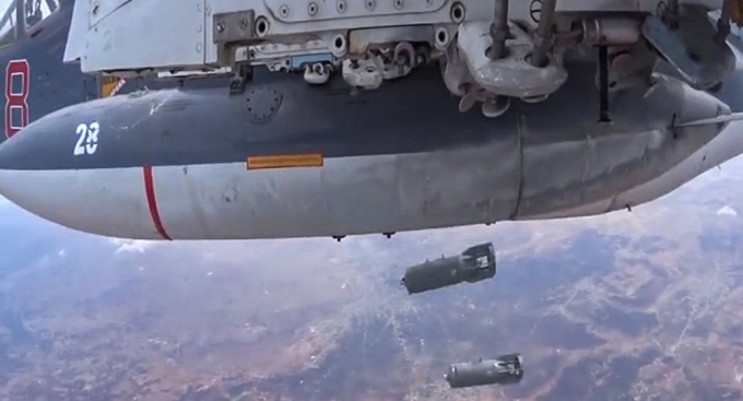 Lực lượng kh&ocirc;ng qu&acirc;n Nga tấn c&ocirc;ng c&aacute;c mục ti&ecirc;u khủng bố. (Ảnh:Sputnik)