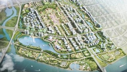 Phối cảnh khu Trung t&acirc;m h&agrave;nh ch&iacute;nh - ch&iacute;nh trị th&agrave;nh phố Hải Ph&ograve;ng mới tại bờ Bắc s&ocirc;ng Cấm.