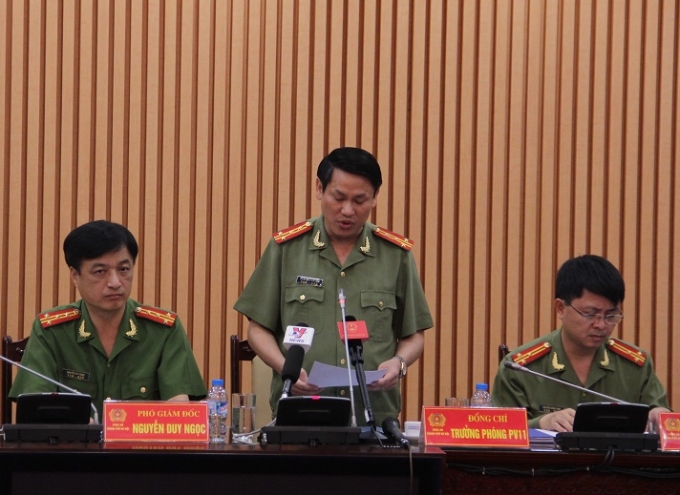 Đại t&aacute; Nguyễn Văn Viện - Trưởng ph&ograve;ng tham mưu C&ocirc;ng an TP. H&agrave; Nội th&ocirc;ng tin về vụ việc.