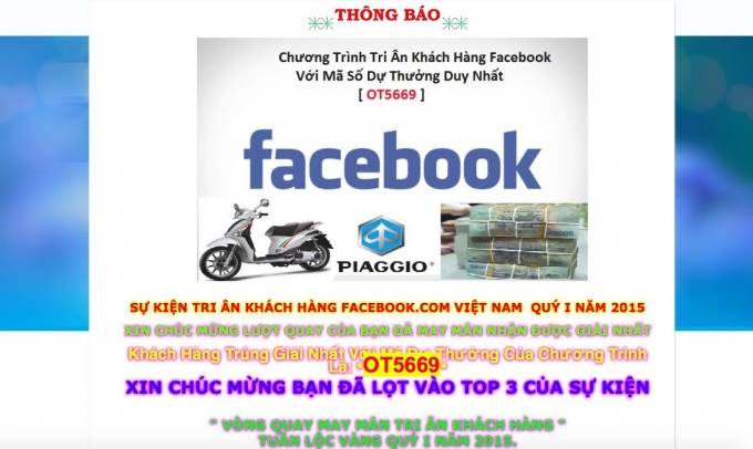 Mọi người n&ecirc;n cảnh gi&aacute;c với c&aacute;c th&ocirc;ng b&aacute;o tr&uacute;ng thưởng