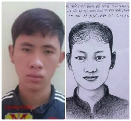 &nbsp; &nbsp;Đối tượng tại cơ quan c&ocirc;ng an v&agrave; h&igrave;nh ph&aacute;t họa ch&acirc;n dung đối tượng.