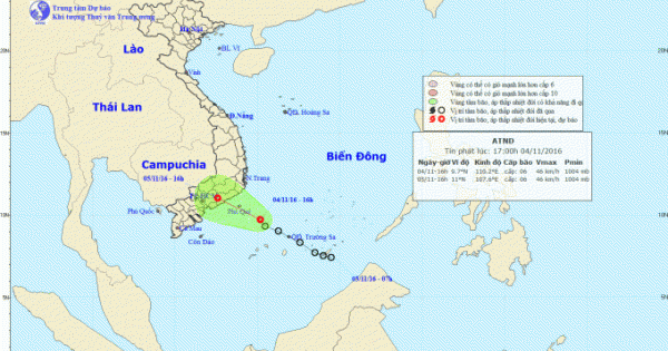 Dự báo thời tiết ngày 05/11: Áp thấp nhiệt đới gần bờ