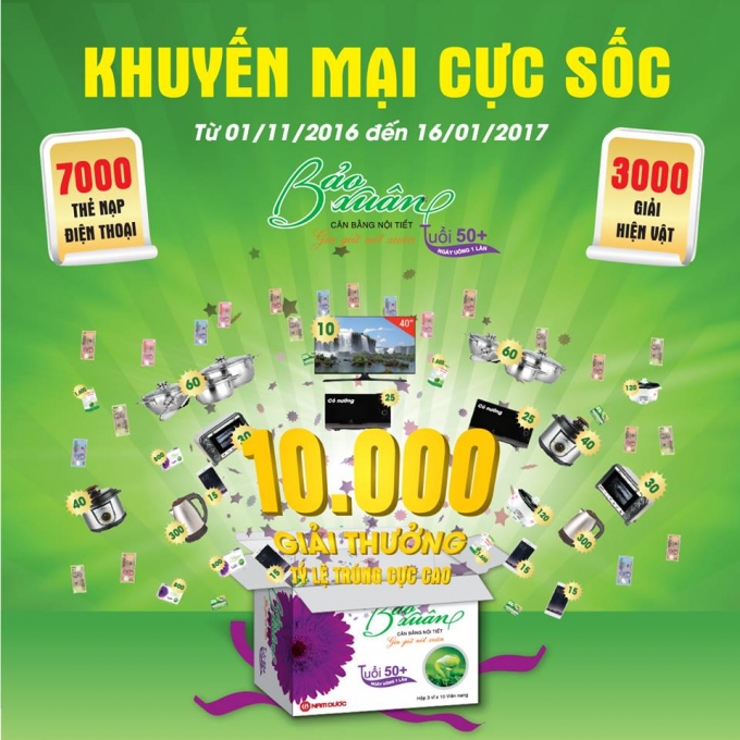 10.000 giải thưởng đang chờ đ&oacute;n qu&yacute; kh&aacute;ch h&agrave;ng Bảo Xu&acirc;n 50+.