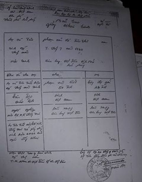 Bản sao giấy khai sinh ghi r&otilde; &ocirc;ng Phạm Văn X&agrave;, tức Thư sinh năm 1960...