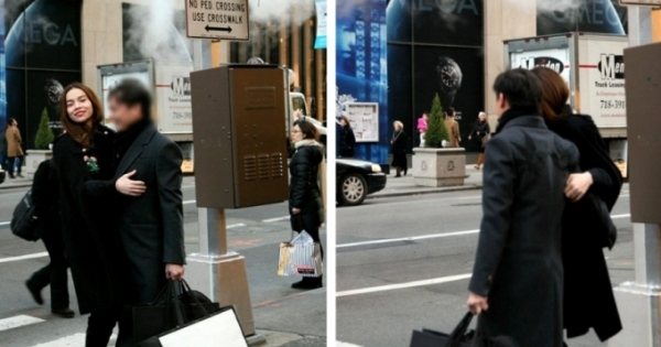 Hồ Ngọc Hà ôm "đại gia kim cương" trên đường phố New York