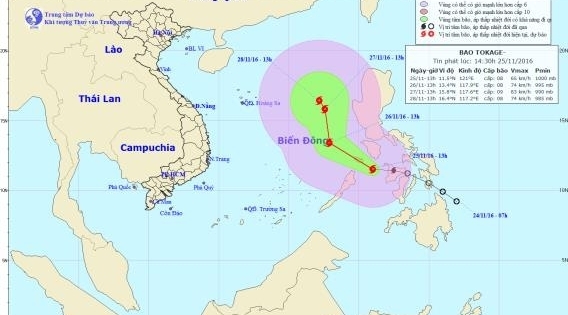 Dự báo thời tiết ngày 26/11: Xuất hiện bão trên biển Đông