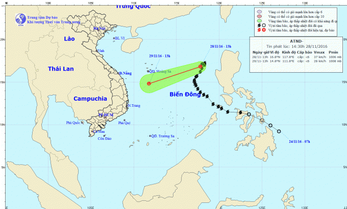 B&atilde;o số 9 suy yếu v&agrave; tan dần tr&ecirc;n biển. Ảnh: nchmf.gov.vn.