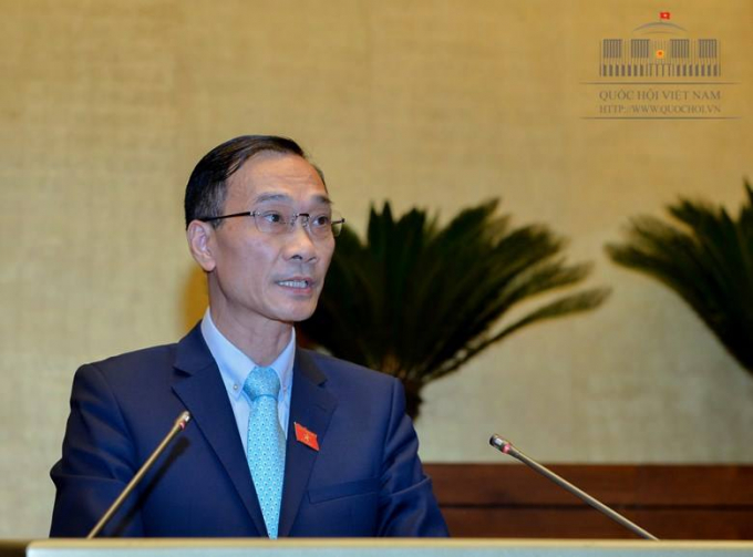 Chủ nhiệm Ủy ban Kinh tế của Quốc hội Vũ Hồng Thanh tr&igrave;nh b&agrave;y B&aacute;o c&aacute;o thẩm tra&nbsp;